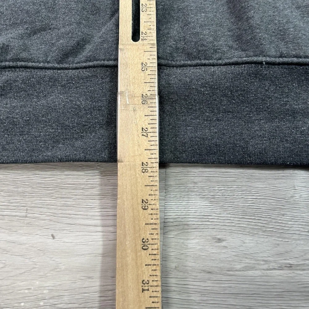 The North Face Hoodie Mens Medium Gray Pullover‎ Fleece Yellow Logo Sweatshirt